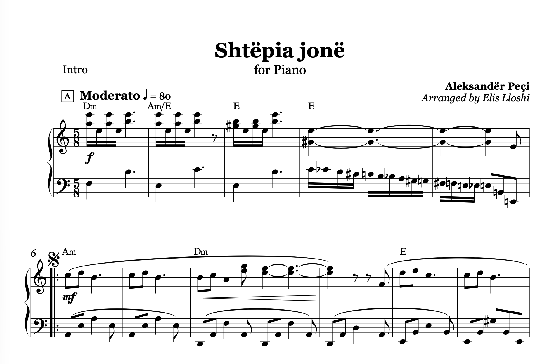 Shtëpia Jonë – Albanian Piano Sheet Music PDF (Beginner Friendly)