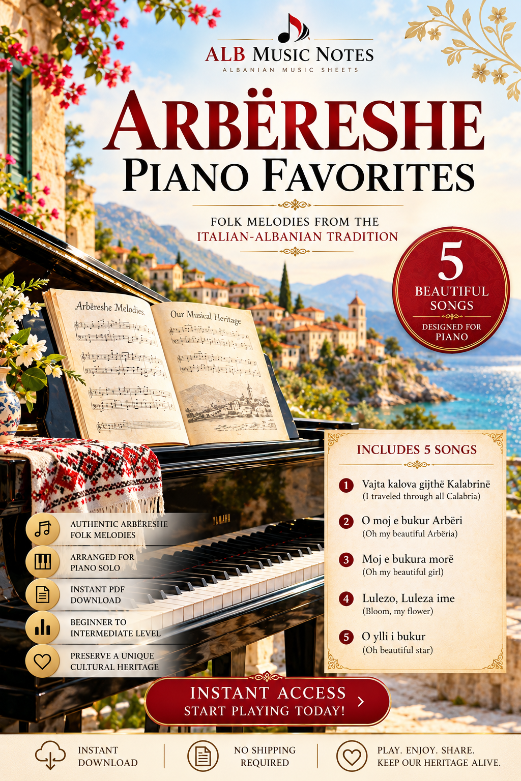 Arbëreshe Folk Songs Collection  | Piano Collection