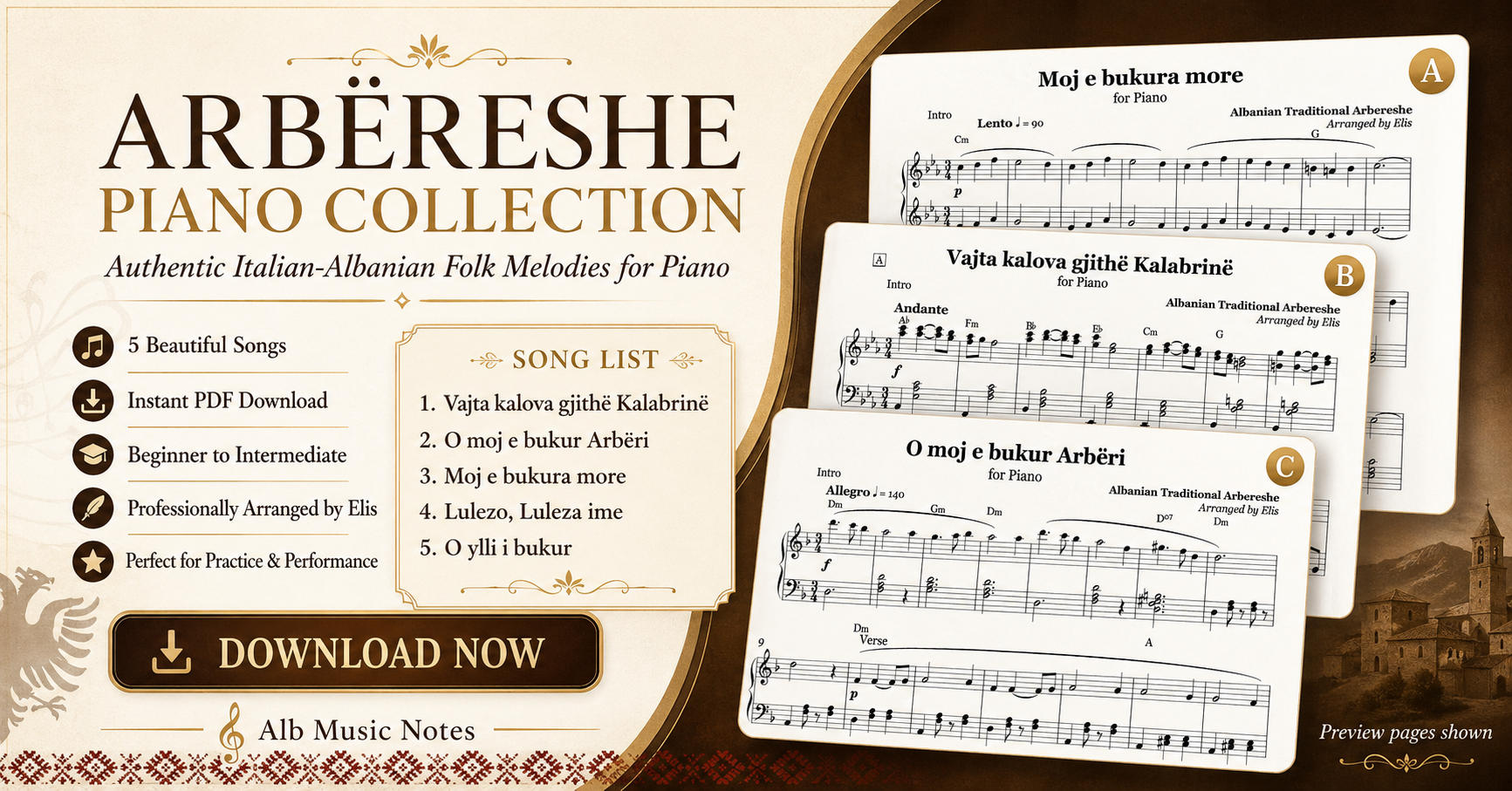 Arbëreshe Folk Songs Collection  | Piano Collection