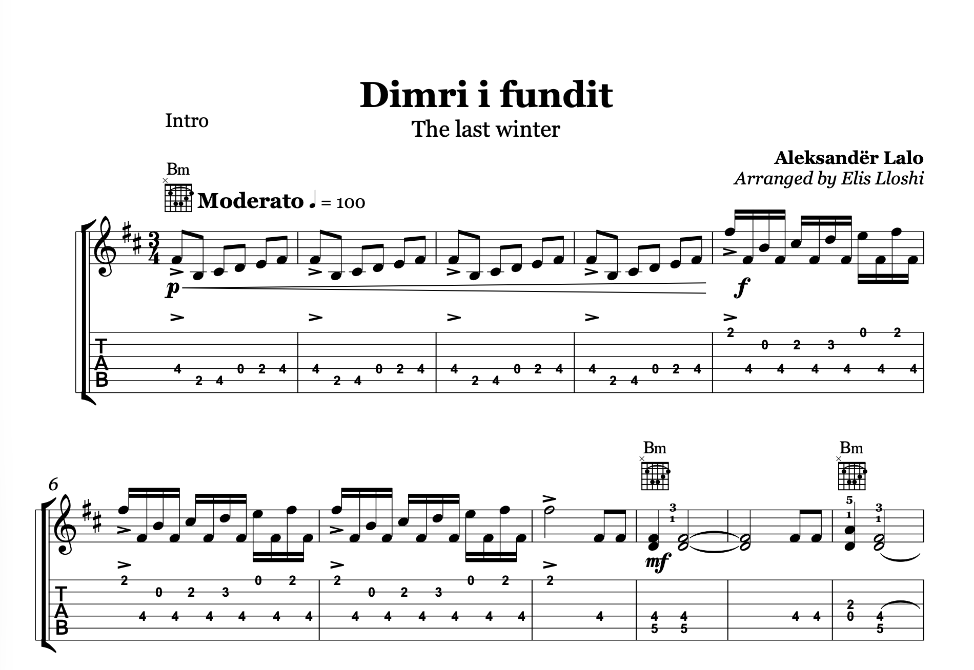 Dimri i fundit,  Albanian Soundtrack Music,  Guitar