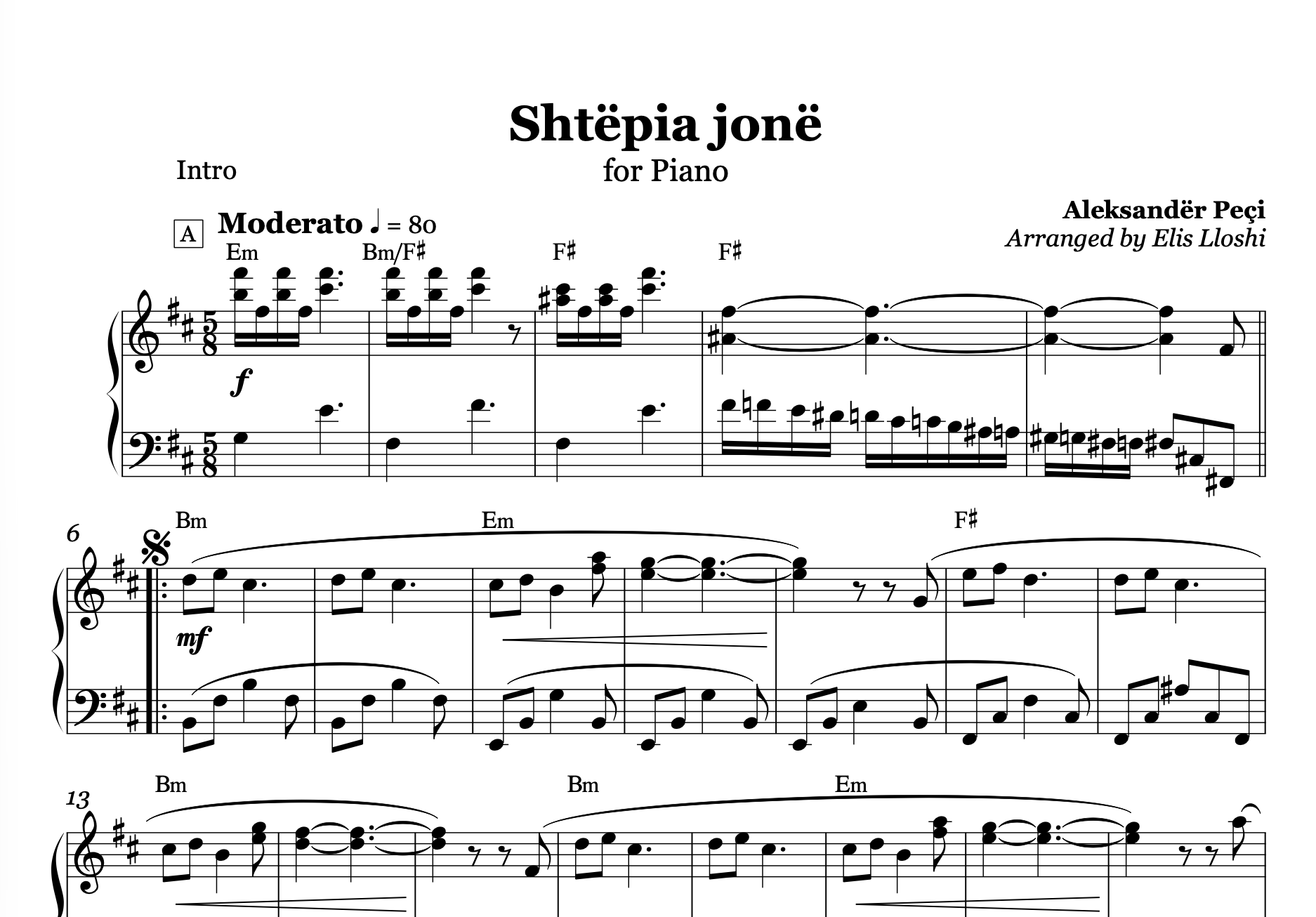 Shtëpia Jonë – Albanian Piano Sheet Music PDF (Beginner Friendly)