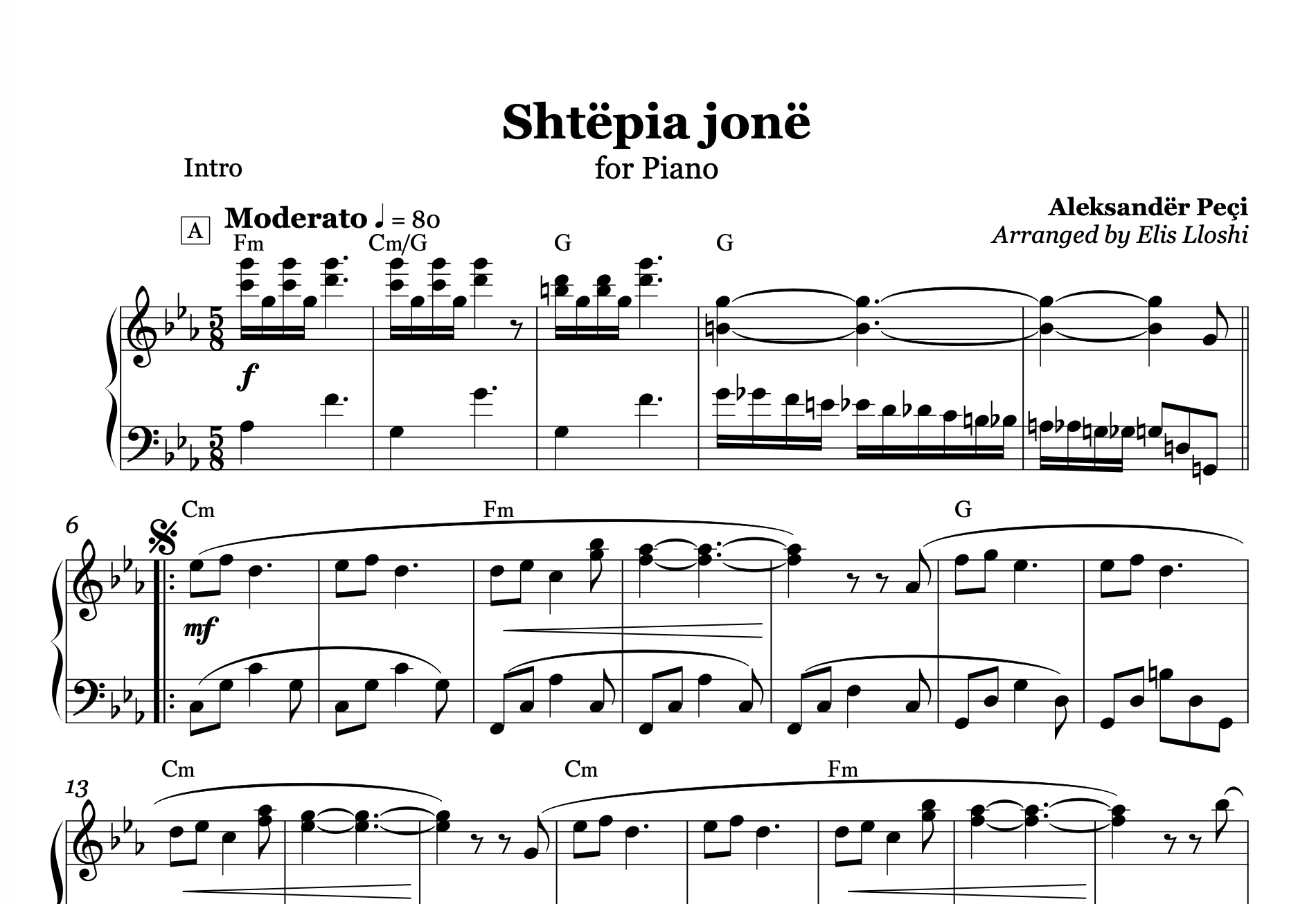 Shtëpia Jonë – Albanian Piano Sheet Music PDF (Beginner Friendly)