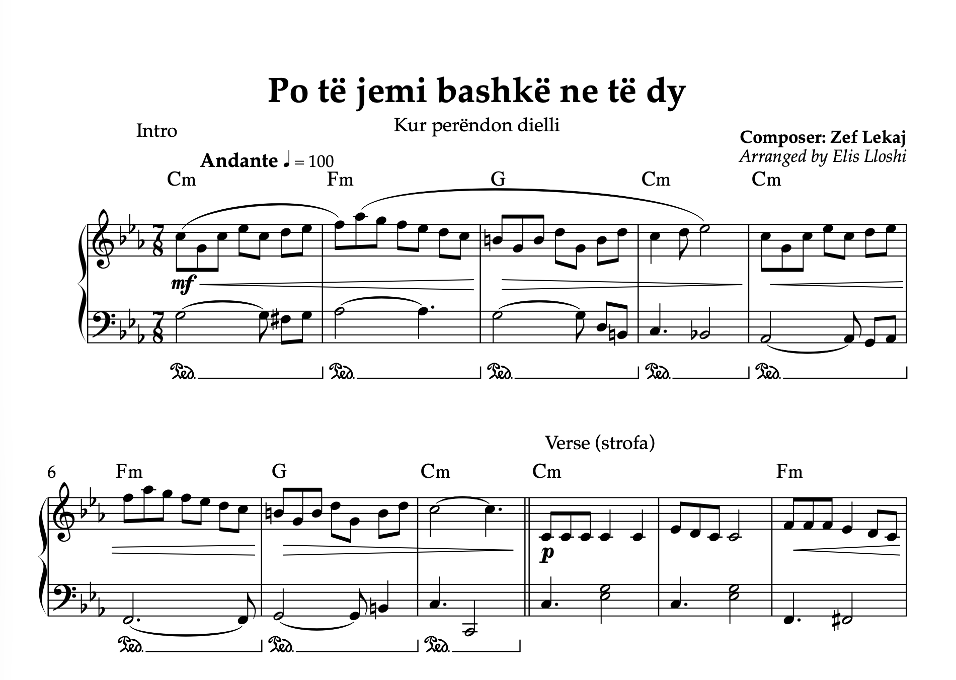 Po të jemi bashkë ne të dy – Albanian Piano Sheet Music