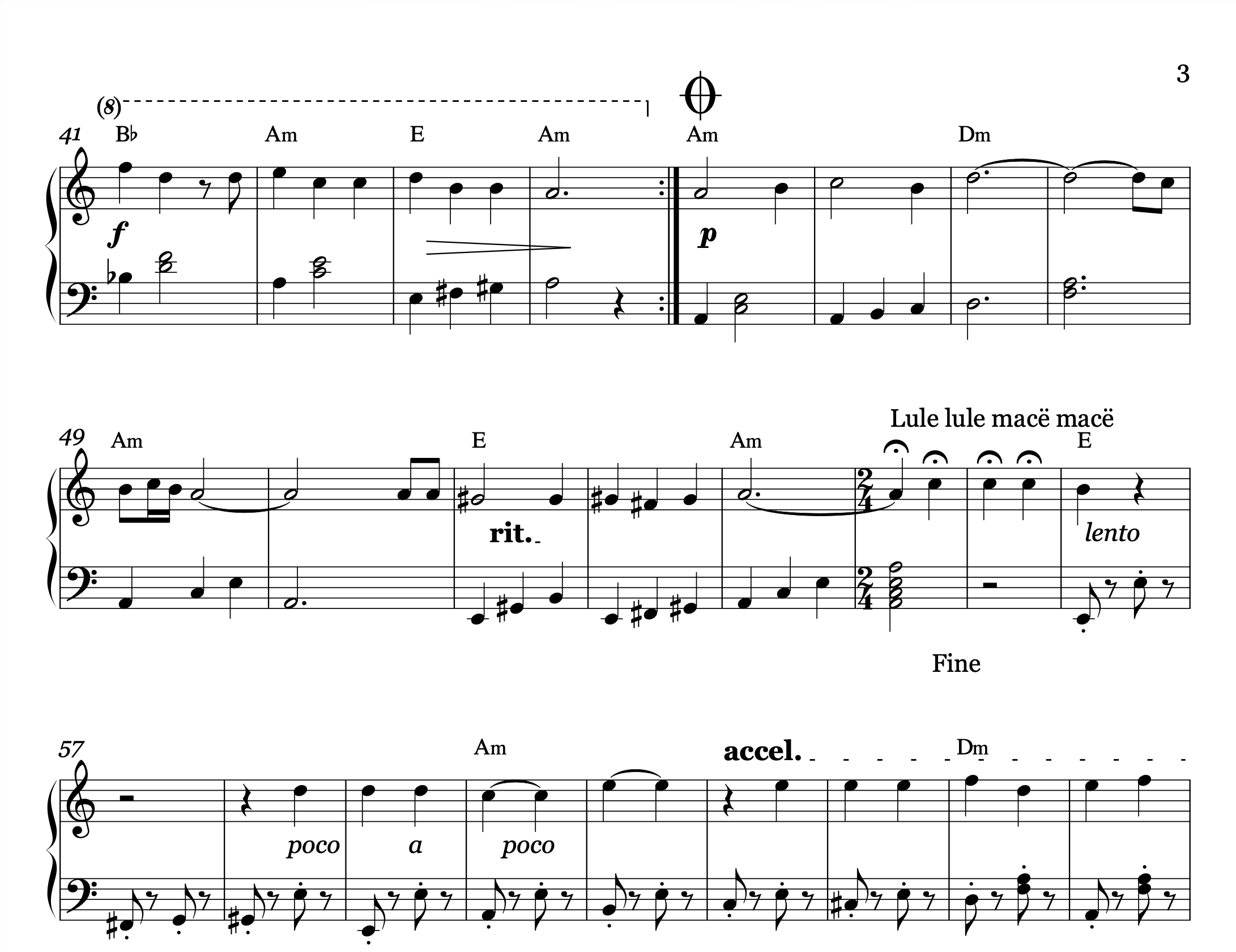 Moj e bukura more + Lule lule mace mace – Piano Sheet Music PDF