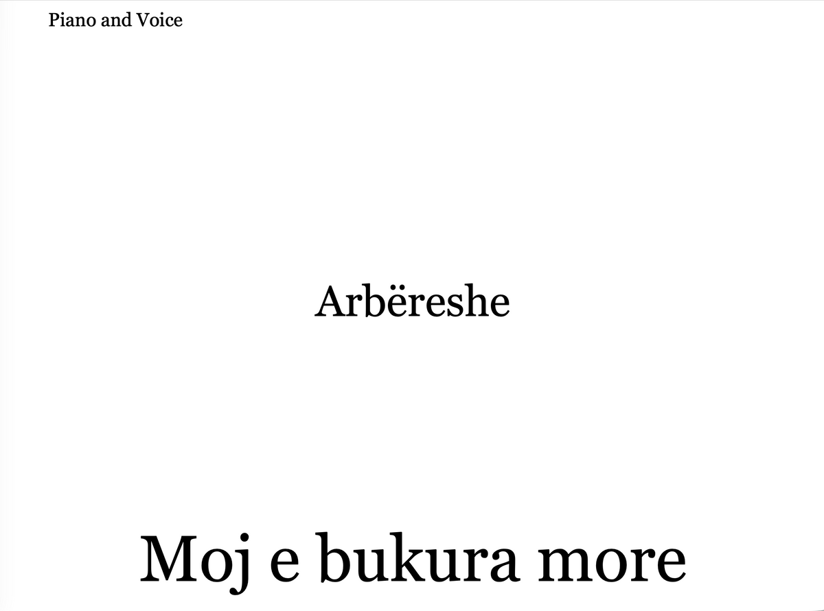 Moj e bukura more - Albanian Piano and Voice Sheet Music