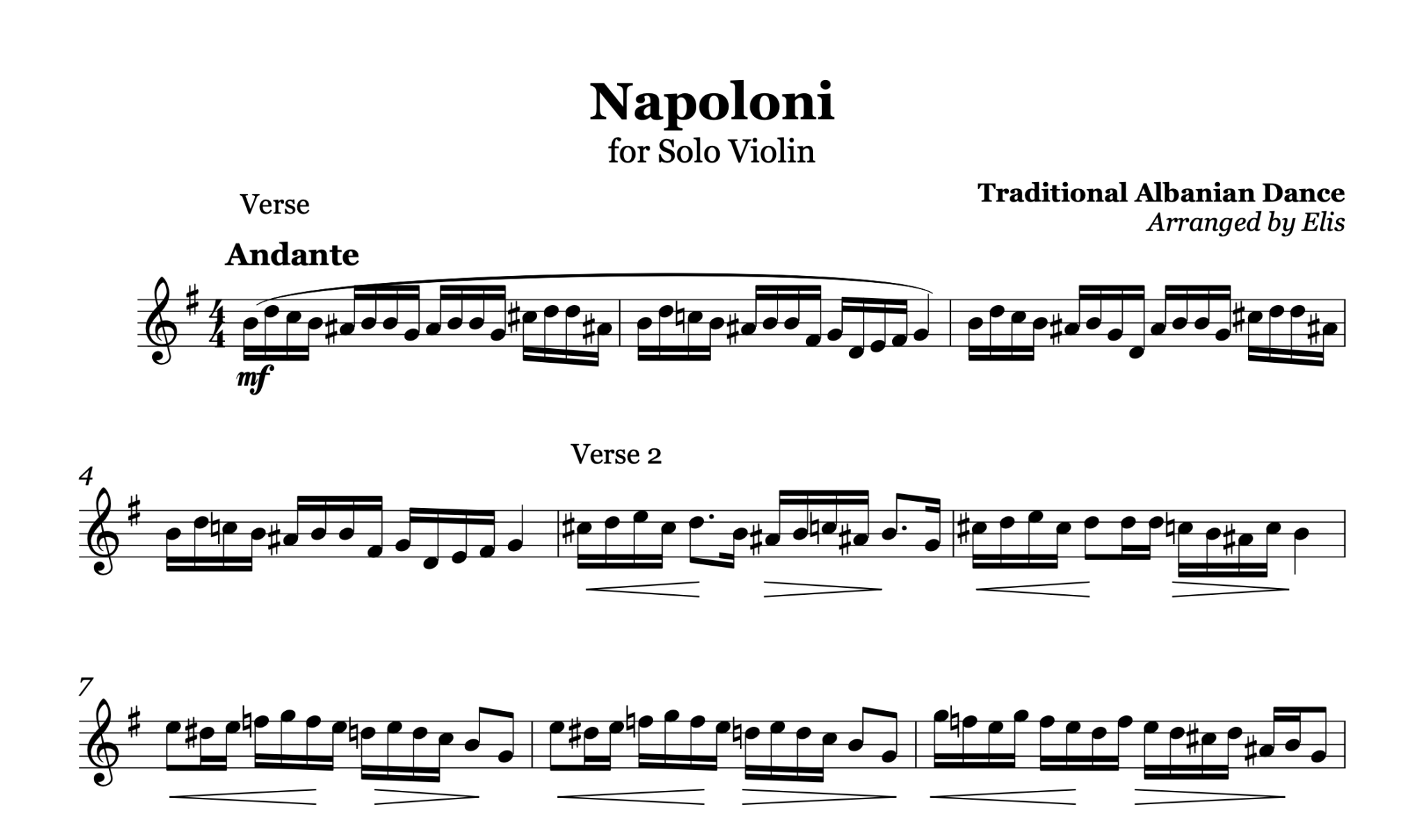 Napoloni, Violin Sheet Music - Alb Music Notes