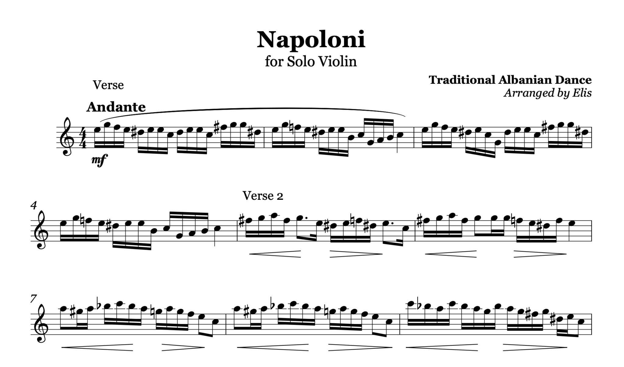 Napoloni, Violin Sheet Music - Alb Music Notes