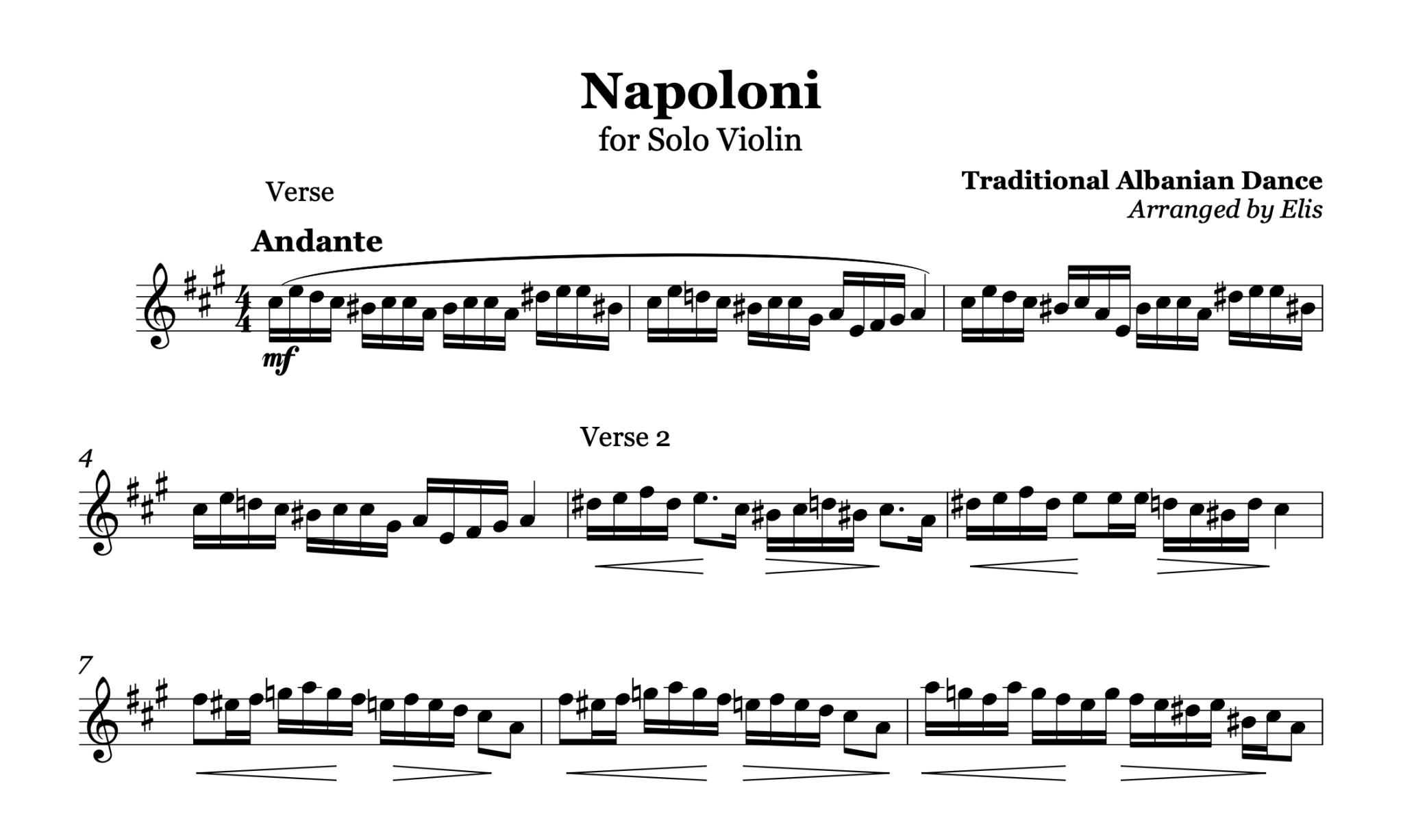 Napoloni, Violin Sheet Music - Alb Music Notes