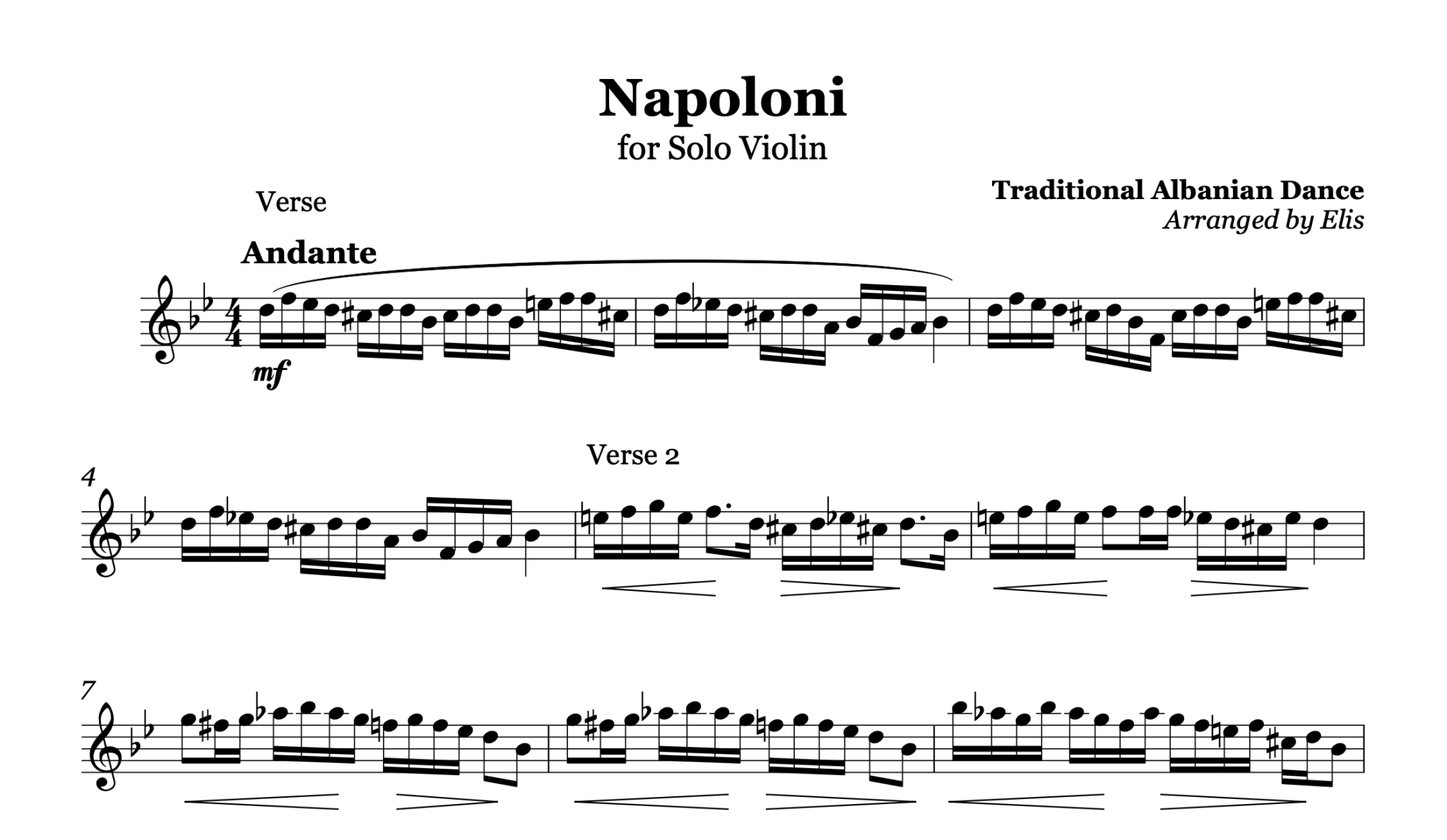 Napoloni, Violin Sheet Music - Alb Music Notes