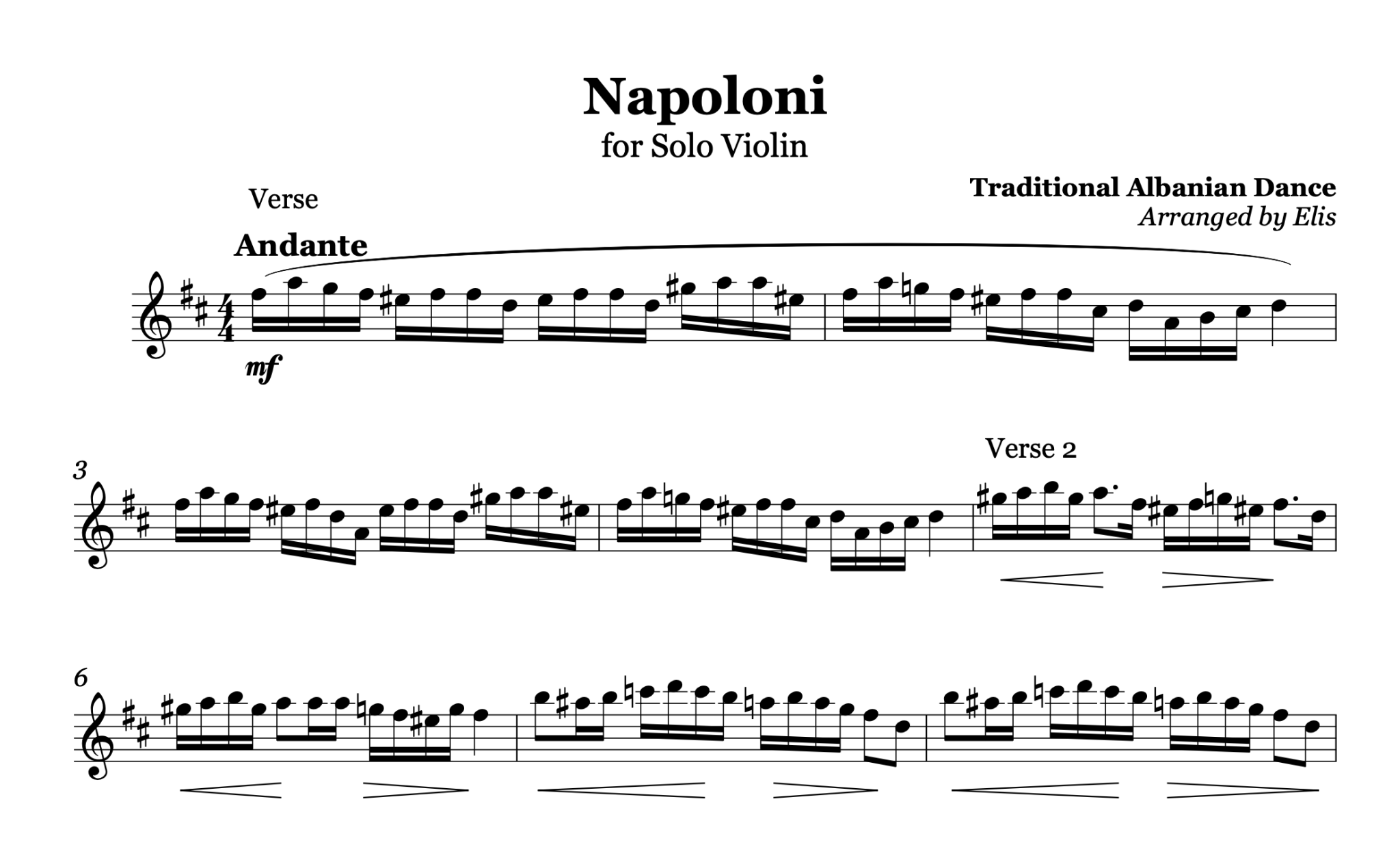 Napoloni, Violin Sheet Music - Alb Music Notes