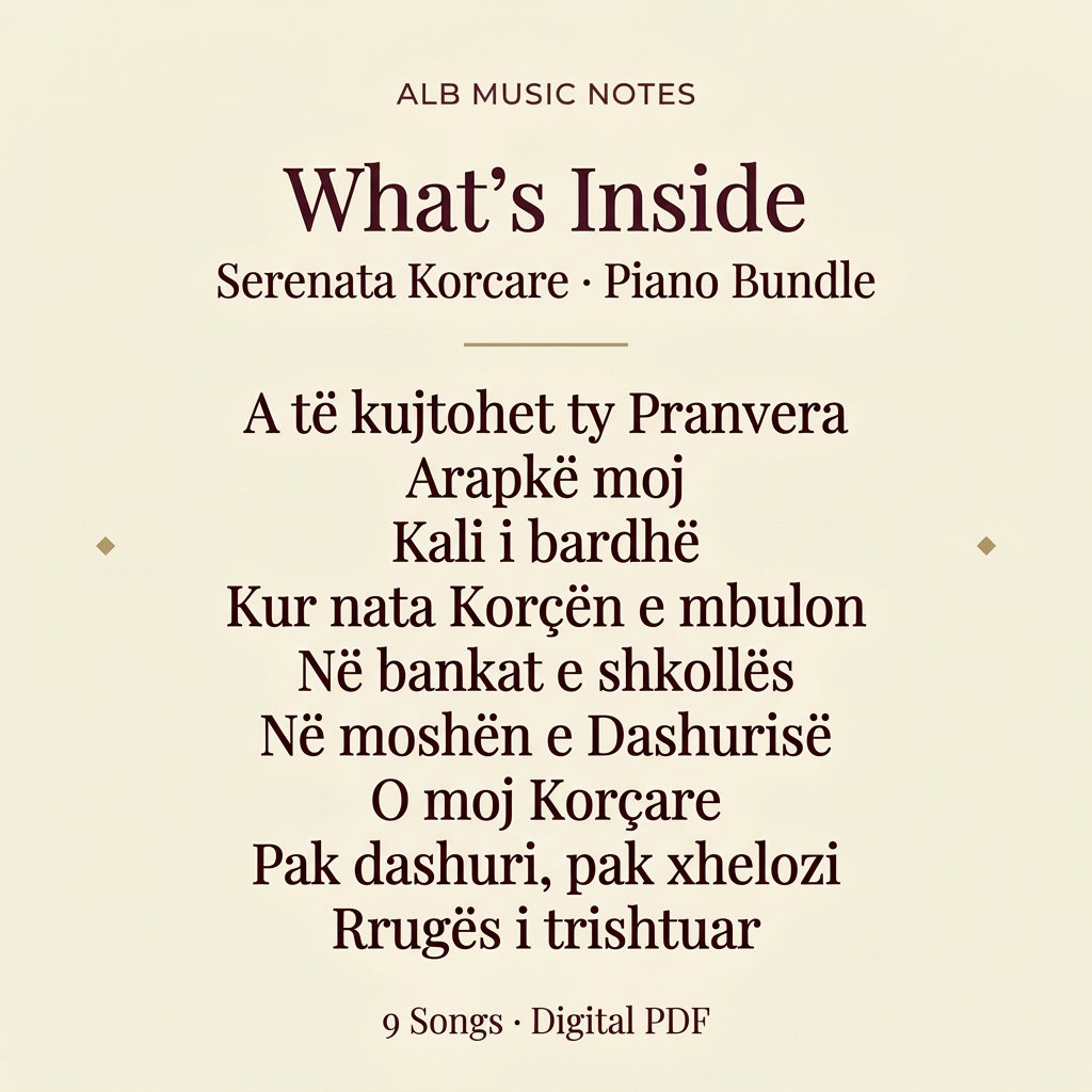 Serenata Korcare What’s Inside image with nine song titles