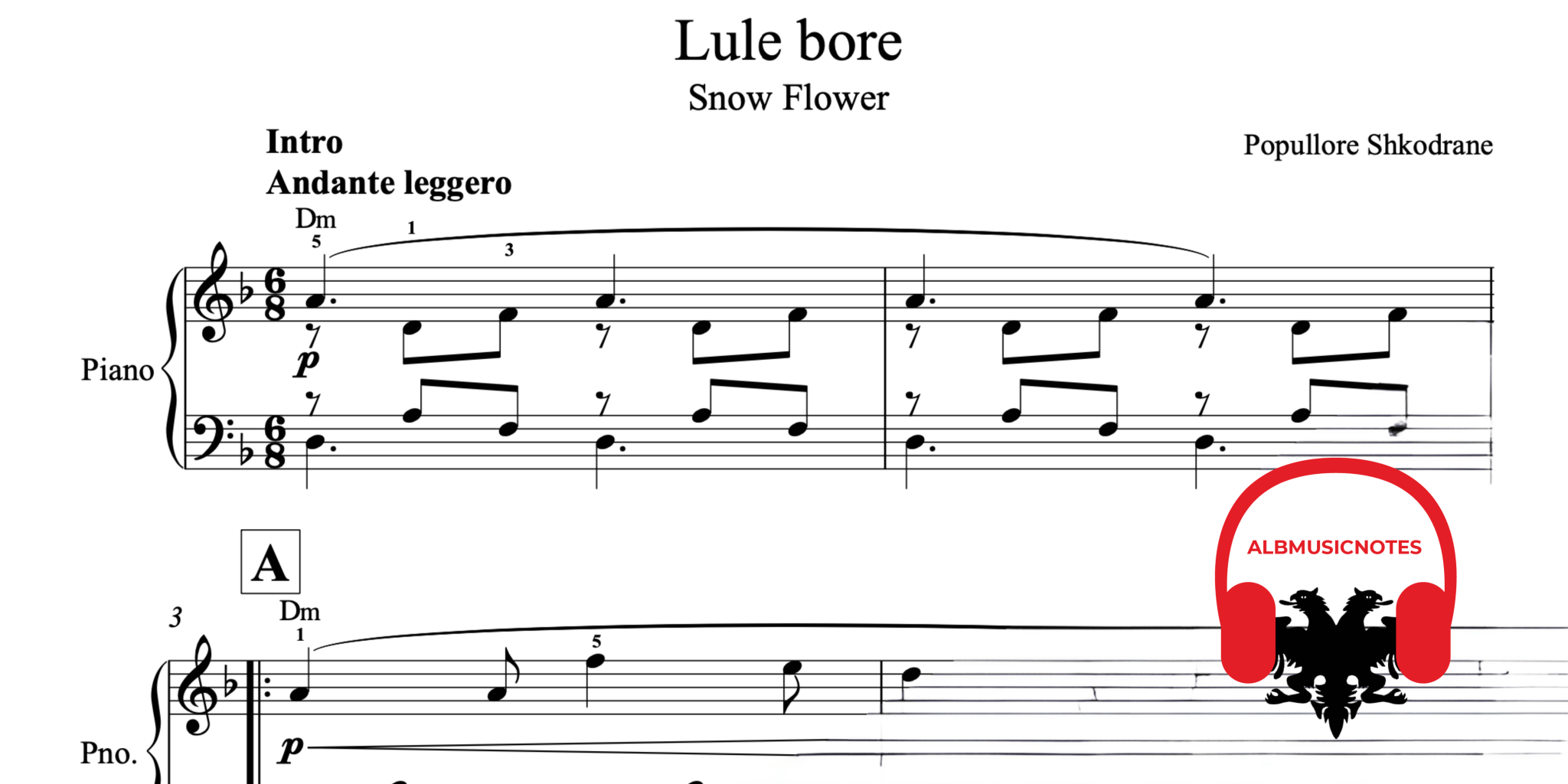 Lule Bore, Piano sheet + chords - Alb Music Notes