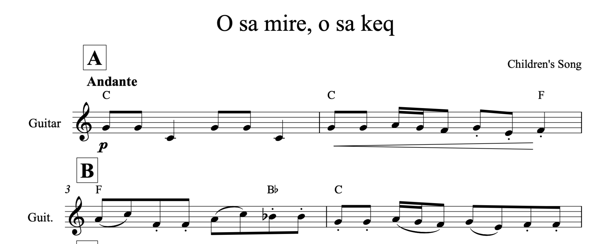 O sa mire, o sa keq, Guitar sheet + chords - Alb Music Notes